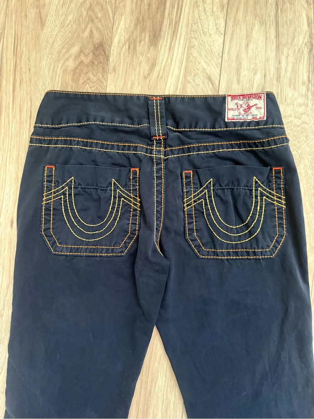 TRUE RELIGION “Big T” Flare Mid Rise Jeans Navy 31 Made in the USA